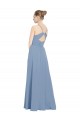 A-Line V-Neck Soft Chiffon Long Dusty Blue Evening Dress / Bridesmaid Dress Belfast