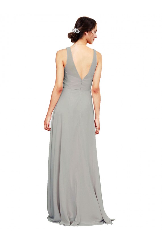 A-Line Sweetheart Soft Chiffon Long Silver Bridesmaid Dress Belfast