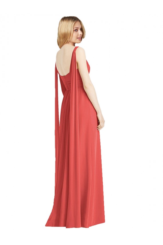 A-Line V-Neck Soft Chiffon Long Firecracker Bridesmaid Dress Belfast