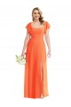A-Line Square Neck Soft Chiffon Long Tangerine Tango Semi Formal Evening Dress / Bridesmaid Dress Belfast