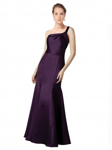 Mermaid One Shoulder Satin Long Grape Prom Dress / Bridesmaid Dress Belfast