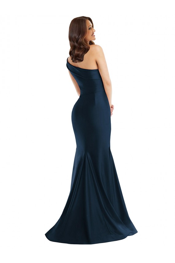 Mermaid One Shoulder Silk like Satin Long Light Sky Blue Formal Evening Gown / Prom Dress / Bridesmaid Dress Belfast